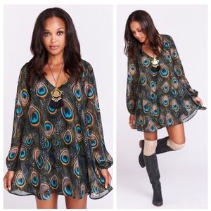 Show me your MuMu Donna Michelle tunic mini dress in peacock Made in the USA